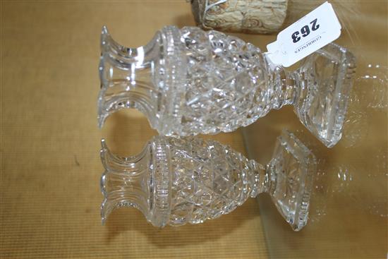 Pair of cut glass spill vases(-)